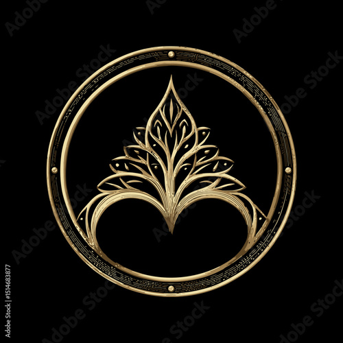 Elegant Decorative Vector Art with Intricate Leaf Design on Black Background