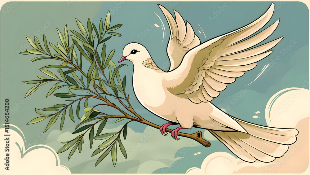 Elegant illustration for world paloma day featuring a stylized dove with olive branch Elegant illustration for world paloma day featuring a stylized dove with olive branch