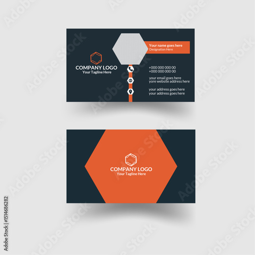 Black and orange Luxury Abstract Business Card Template , Creative modern clean corporate double-side business card template, personal visiting card,
professional simple identity card. 
