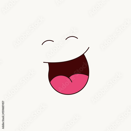Funny vector laughing lips illustration, laughing face expression