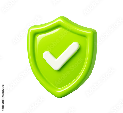 3d green shield with white checkmark