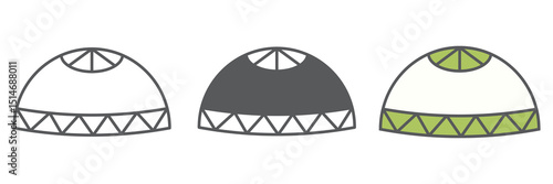 Muslim cap icon collection, happy ramadan and religion, prayer cap vector icon set, vector graphics, editable stroke outline sign, eps 10