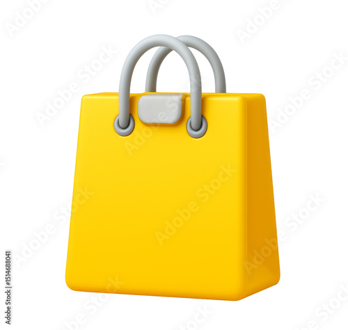 3d yellow shopping bag icon