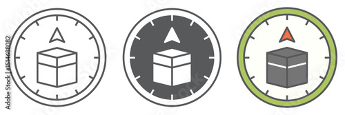 Qibla compass icon collection, happy ramadan and religion, qibla compass vector icon set, vector graphics, editable stroke outline sign, eps 10