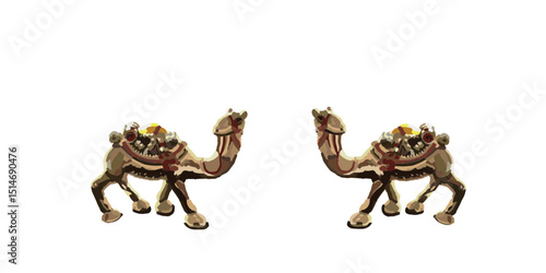 vector illustration of a cartoon camels