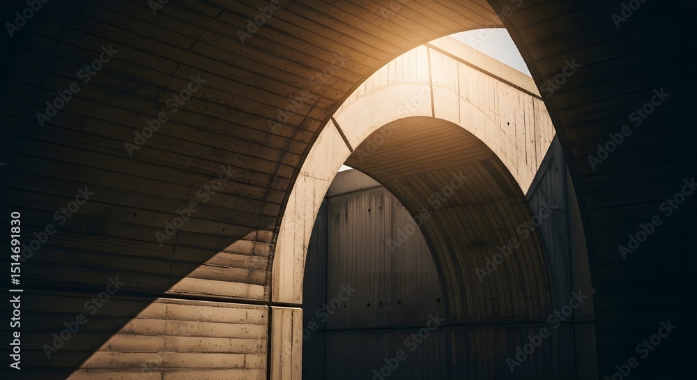 Fototapeta premium Sunlit Concrete Archway Interior