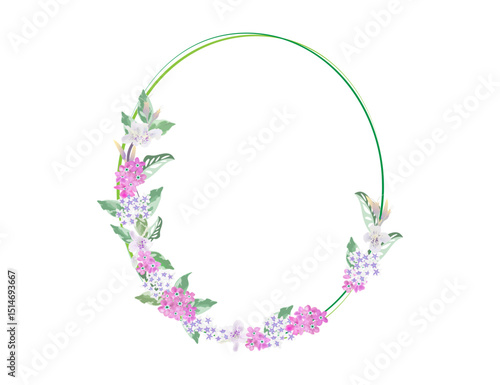 flower and foliage frame isolated on white background