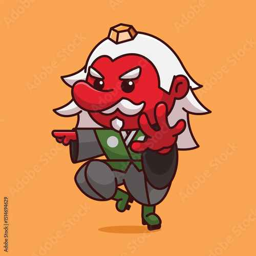 Simple Tengu The Winged Warrior Spirit cartoon vector illustration Collection of Japan ghost concept icon isolated