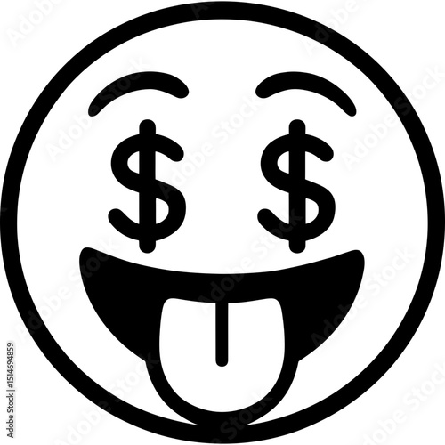 Minimalist Emoji with Dollar Signs and Tongue