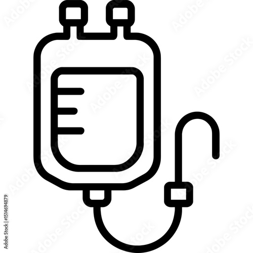 Blood bag vector icon with tube and clamp