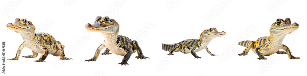 Obraz premium Charming, colorful lizards in various poses demonstrating a captivating mix of textures, patterns, and expressive features ideal for educational, artistic, and nature-themed projects.