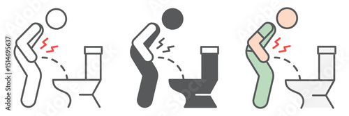 Urine pain icon collection, pee and illness, bladder ache vector icon set, vector graphics, editable stroke outline sign, eps 10