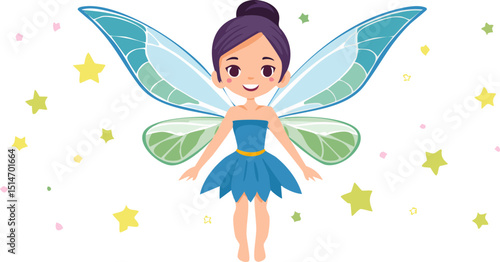cute fairy with stars vector