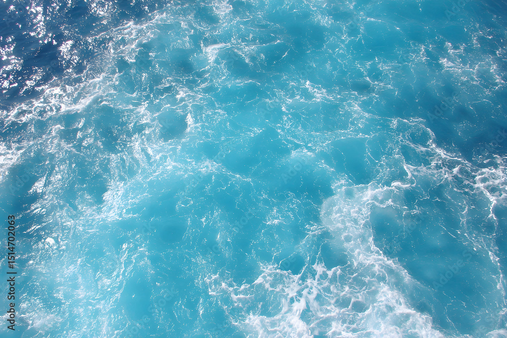 Fototapeta premium Powerful Ocean Wave Crashing with White Foam, Water, Sea, Nature, Blue, Energy, Motion, Abstract