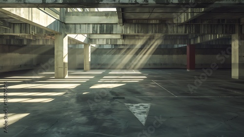 A deserted, brutalist parking garage 