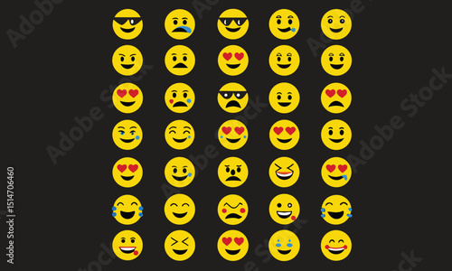smiling faces collection vector