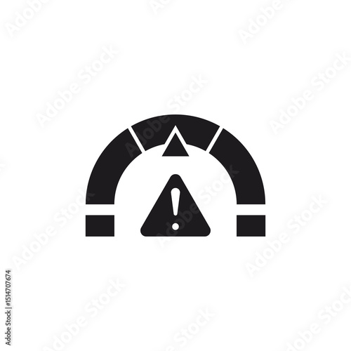 Warning icon on the dashboard, indicating risk, danger, warning or danger level. The concept of urgent situation, danger warning symbol. This icon uses glyp style eps file.