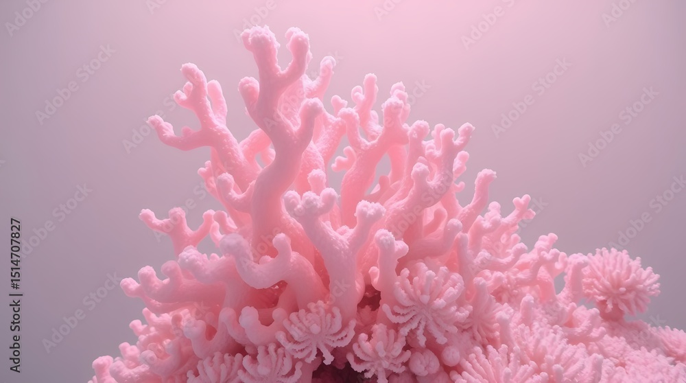 Fototapeta premium A delicate and ethereal close-up of a soft pink coral colony, showcasing its intricate branching structure and subtle texture