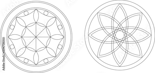 sketch vector illustration silhouette design ornament decoration pattern rosette mandala classic vintage abstract modern 