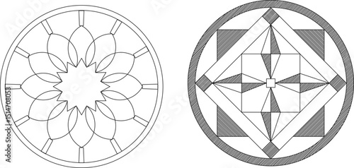 sketch vector illustration silhouette design ornament decoration pattern rosette mandala classic vintage abstract modern