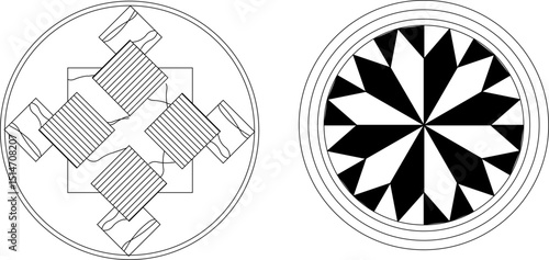 sketch vector illustration silhouette design ornament decoration pattern rosette mandala classic vintage 