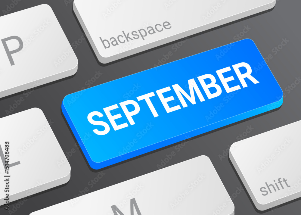 Close up September Button on Computer Keyboard with White Text for Calendar Date and Digital Interface Concept Illustration Close up September Button on Computer Keyboard with White Text for Calendar Date and Digital Interface Concept Illustration