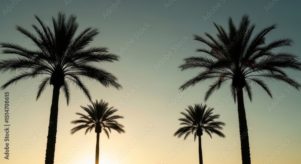 Silhouette of Palm Trees at Sunset A Stunning Tropical Scene Silhouette of Palm Trees at Sunset A Stunning Tropical Scene