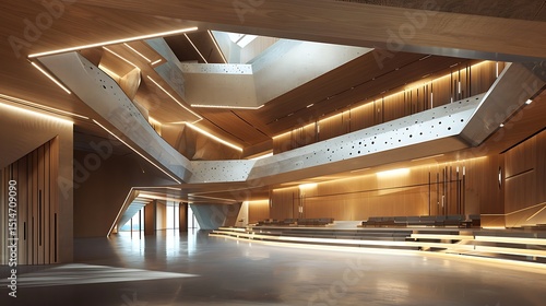  A modern performing arts center with a dramatic, asymmetrical design 