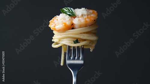 Delicious Shrimp Scampi Pasta on a Fork