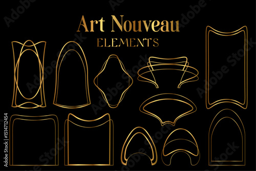 Bild auf Leinwand Geometric Art Nouveau Ornaments and Frame Elements