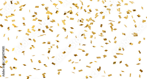 Golden confetti falling against a black background creating a celebratory atmosphere and visual texture