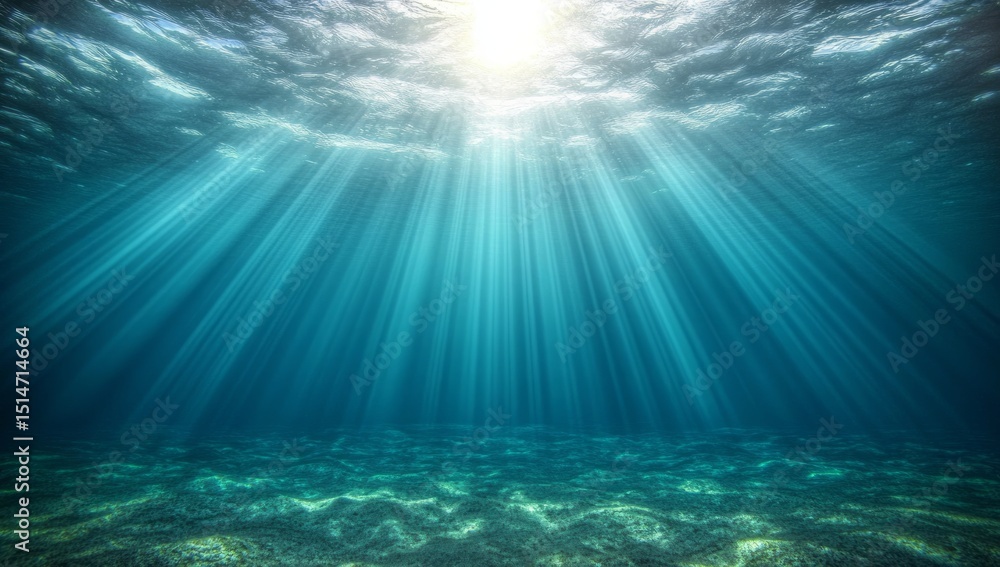 Fototapeta premium Underwater Sunlight Rays Illuminating Ocean Floor