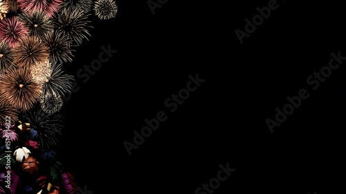 Stunning Fireworks Display with Gift Pile New Year Celebration Background