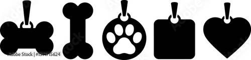 Dog Bone Pet ID Tag Design Cute Vector Icon