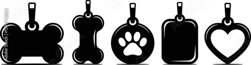 Dog Bone Pet ID Tag Design Cute Vector Icon