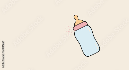 Baby bottle in soft pastel colors on a plain background  