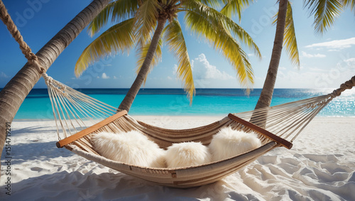 Wallpaper Mural Hammock Between Palm Trees in Tropical Paradise Torontodigital.ca