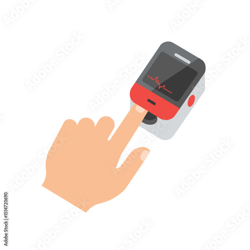 Hand using pulse oximeter to measure blood oxygen level  