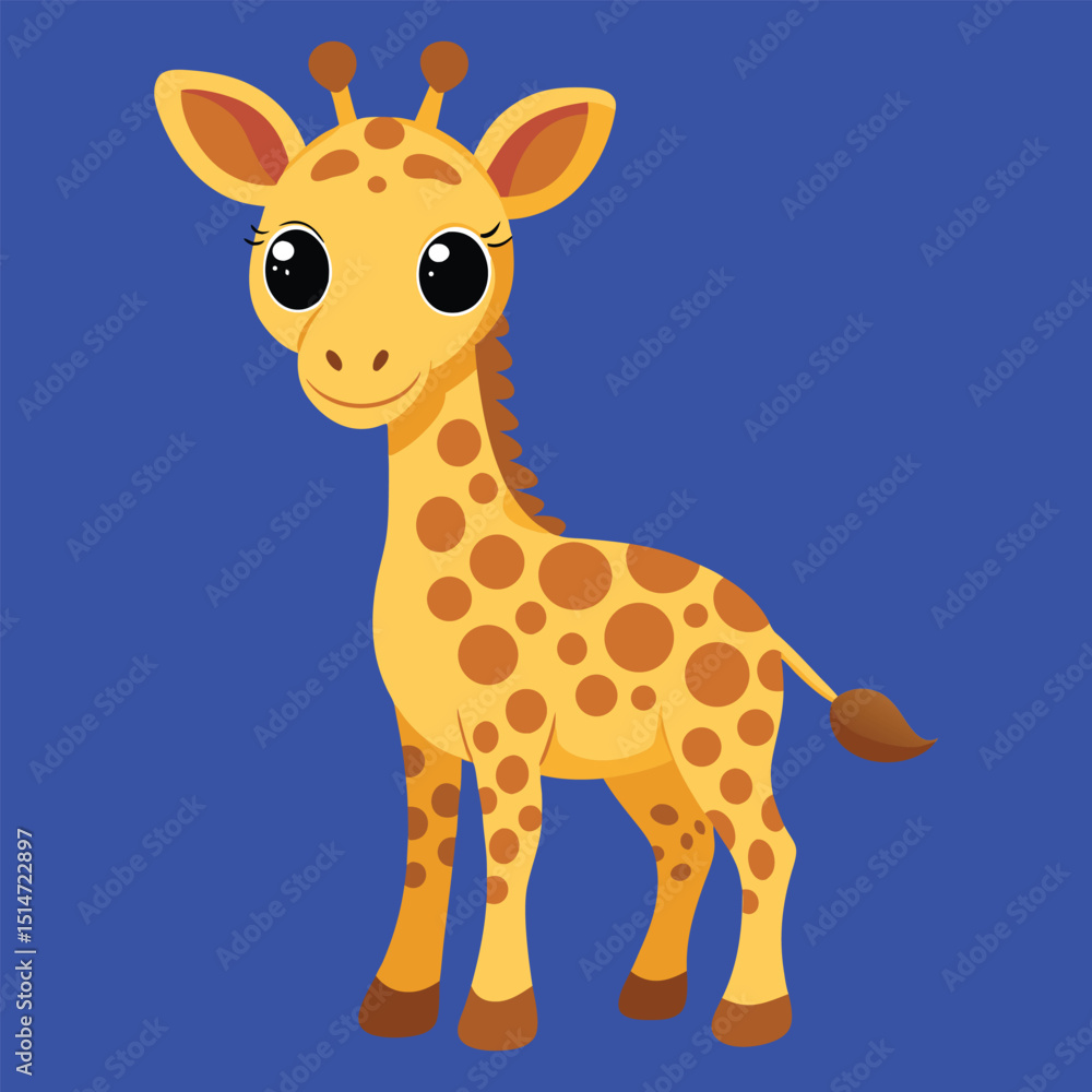 Obraz premium Cute baby giraffe cartoon vector illustration, perfect for wild animal safari art