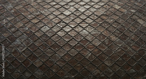 Dark Brown Diamond Pattern Metal Texture Rustic Weathered Grunge Background