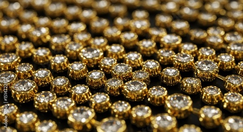 Luxurious Gold Diamond Chain Texture Close Up Sparkling Gemstones Background