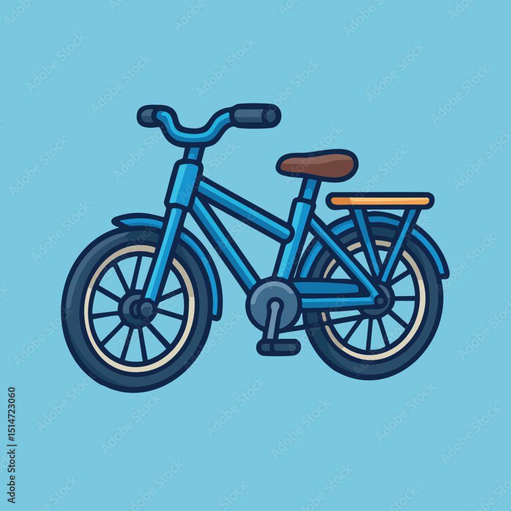 Fototapeta premium Cartoon Blue Bicycle Vector Illustration