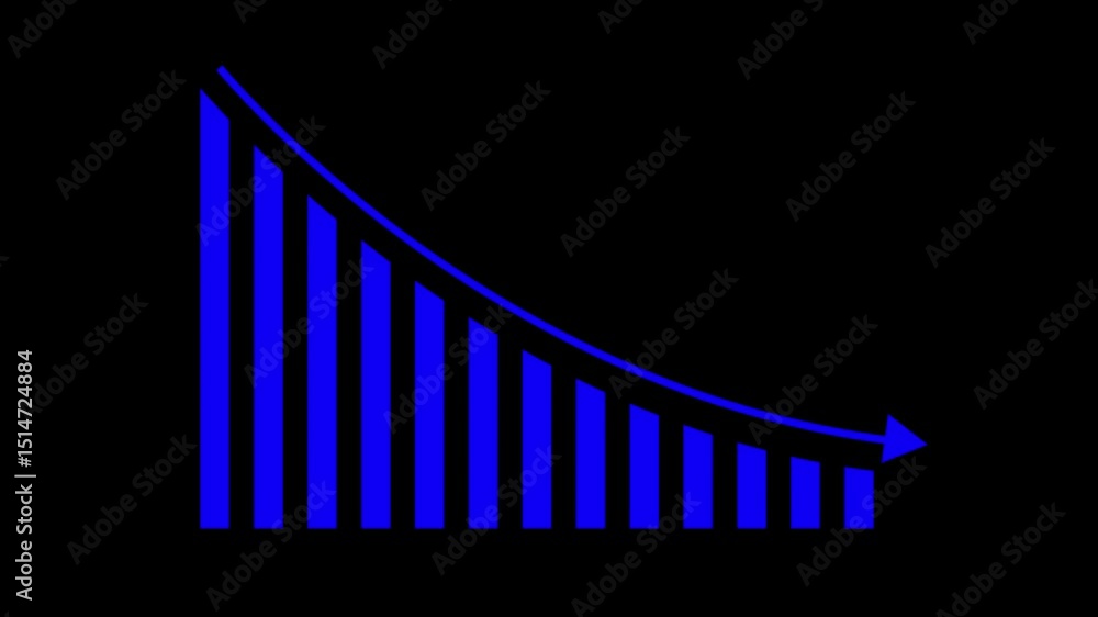 Target Down Graph abstract business graph icon Animation showing a statistical curve with ...