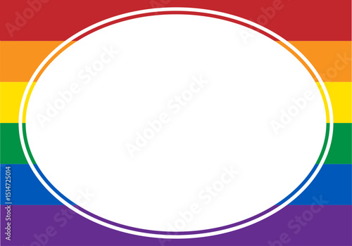 Marco con colores de la bandera del orgullo lgbtq+ con centro blanco ovalado