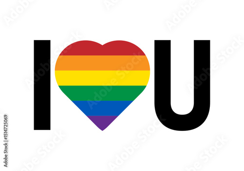 Palabra te quiero con un corazón con la bandera del orgullo lgbtq+