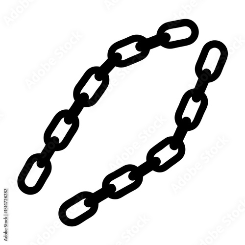Black silhouette of intertwined chains in a transparent vector design