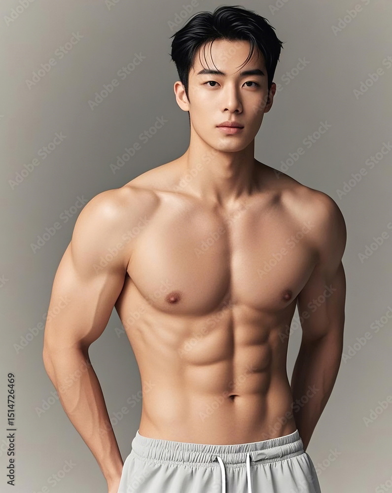 Fototapeta premium 피트니스 모델의 근육질 몸매, Muscular Fitness Model Physique