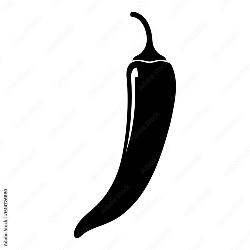 Silhouette of four black chili peppers with transparency on a white background Silhouette of four black chili peppers with transparency on a white background