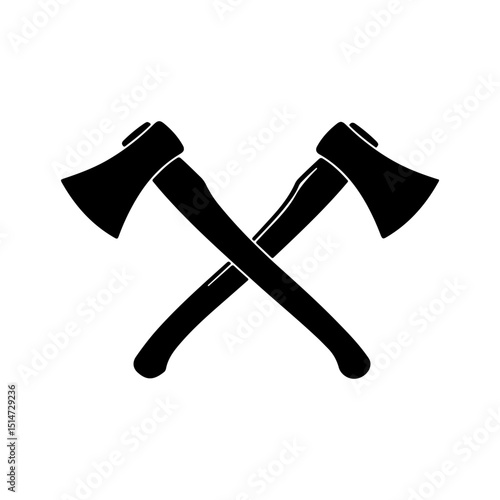 Crossed axes silhouette icon vector flat design on white background
