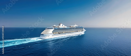 Large Cruise Ship Sailing On Blue Ocean